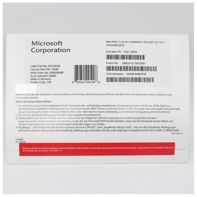 Oficjalny Microsoft Windows 11 Pro Niemiecki DVD OEM System Builder 64-bitowa licencja do użytku profesjonalnego
